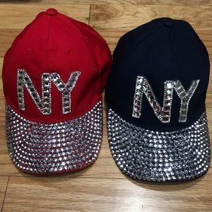 NY Logo Adjustable Velcro Baseball Cap 2pcs